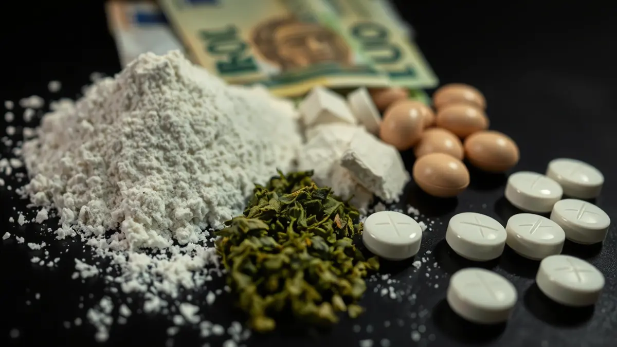 Generic image of various drugs and cash.
