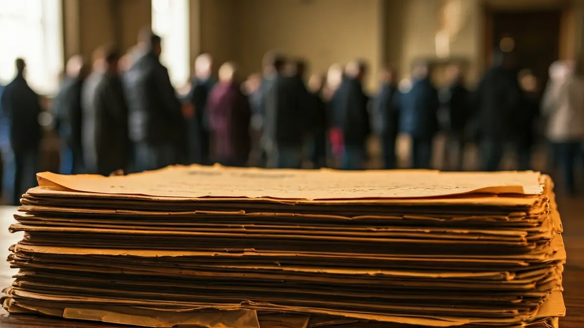 Imagen genérica de documentos históricos y fichas de archivo.