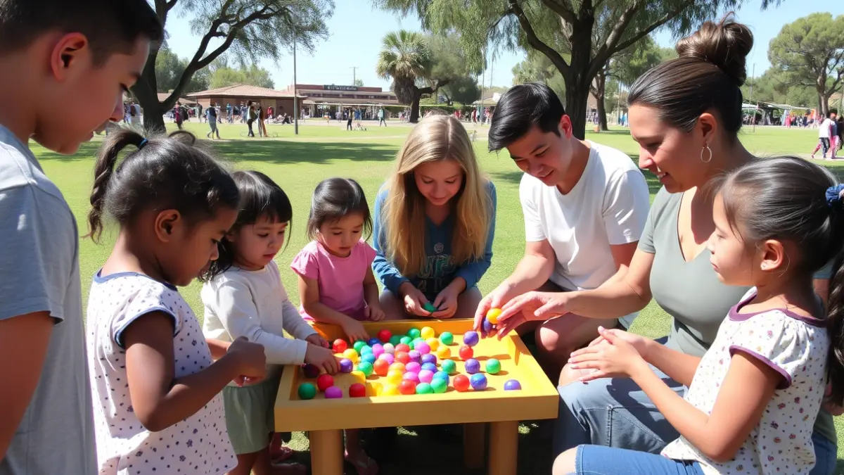 Imagen genérica de personas participando en una actividad de sensibilización sobre el autismo en un parque.