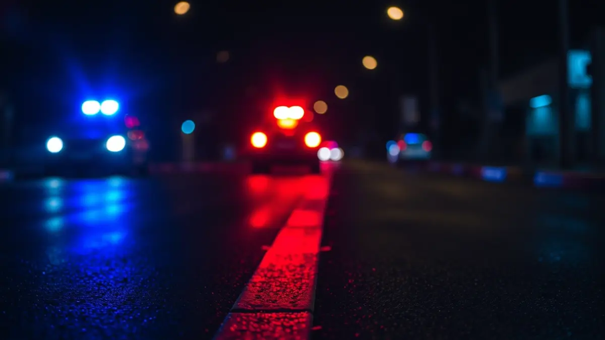 Imagen genérica de luces de emergencia reflejadas en el asfalto mojado.