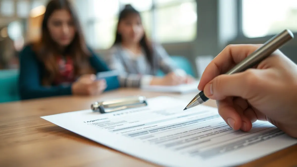 Imagen genérica de una persona rellenando un formulario de solicitud.