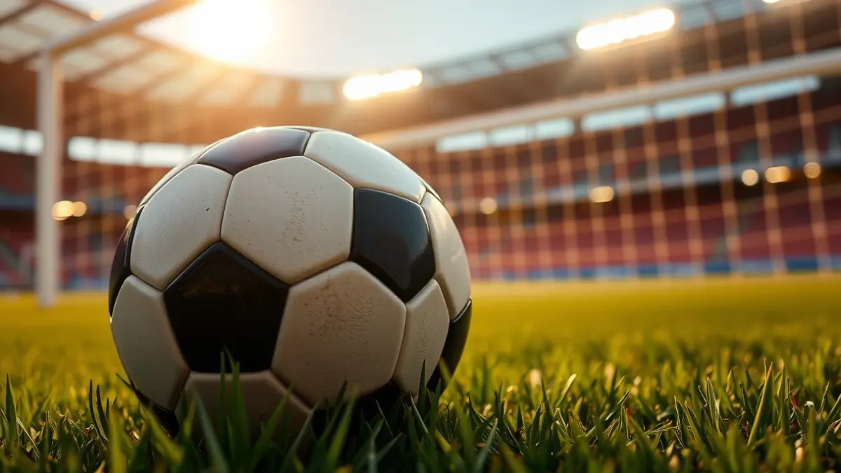 Generic image of a soccer ball on a stadium pitch.