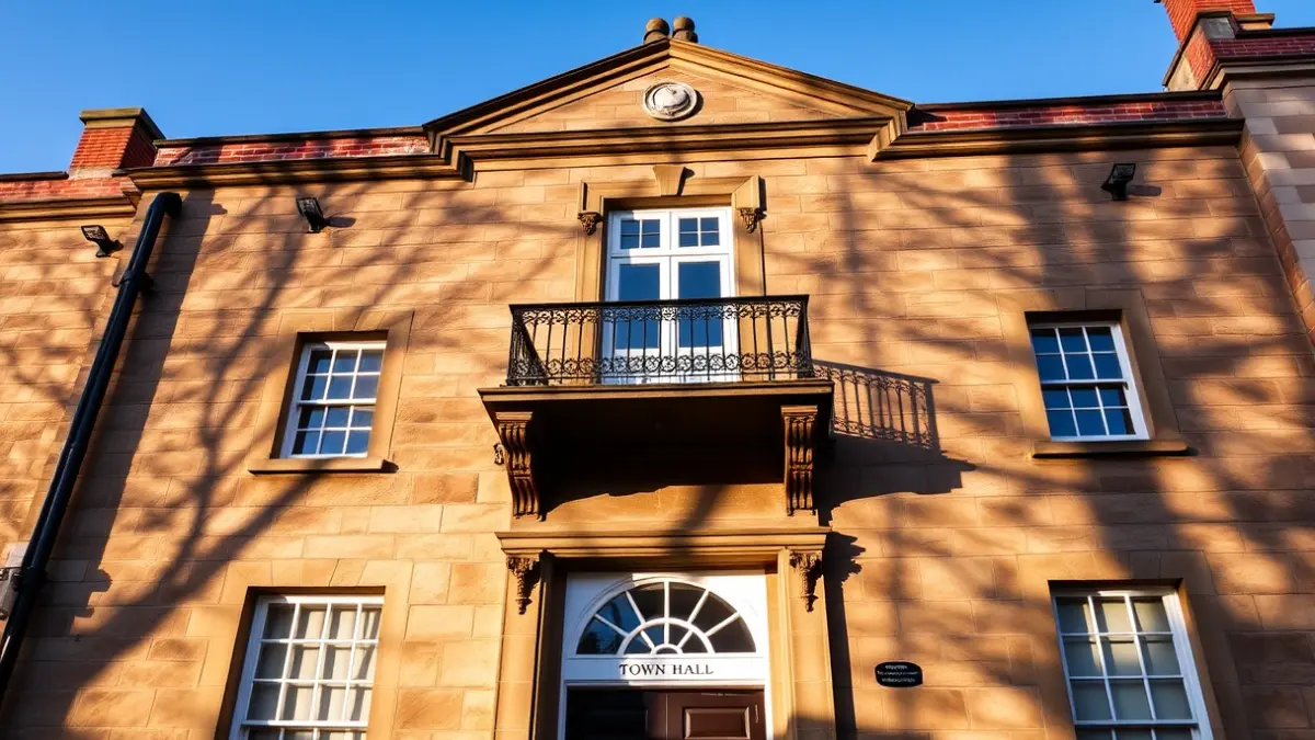 Facade of the Gáldar Town Hall under the afternoon sun.
