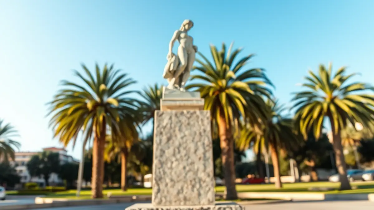 Imagen de un monumento en un parque urbano de Santa Cruz de Tenerife.