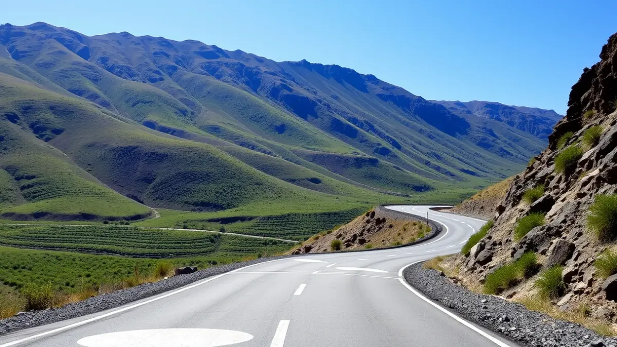 Imagen de una carretera en Gran Canaria con señales de reparación tras un temporal.