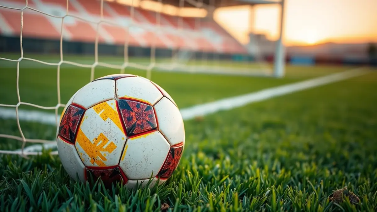 Generic image of a soccer ball on a stadium pitch.