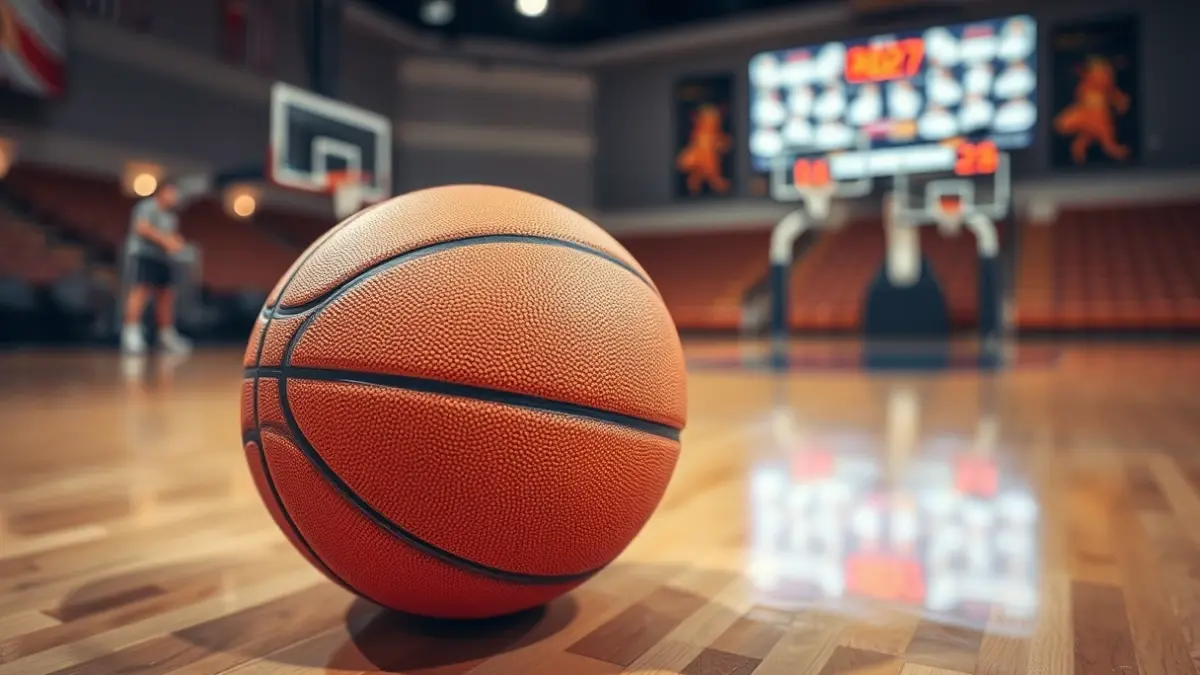 Imagen genérica de un balón de baloncesto en una cancha.