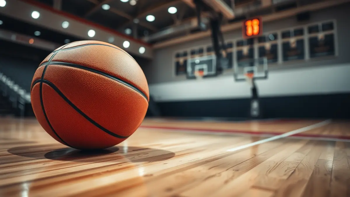 Imagen genérica de un balón de baloncesto en una cancha.