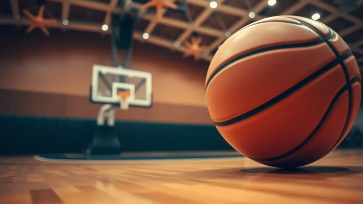 Generic image of a basketball on a court.