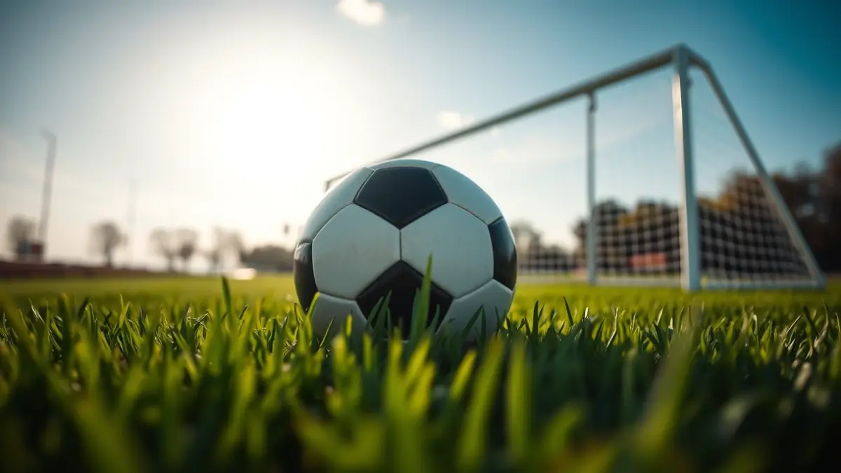 Generic image of a soccer ball on a green football pitch.