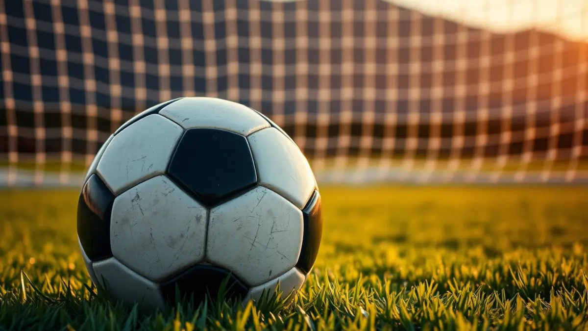 Imagen genérica de un balón de fútbol en un campo, con la red de la portería desenfocada al fondo.