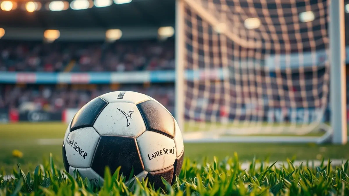 Imagen genérica de un balón de fútbol en un campo, con la portería al fondo.