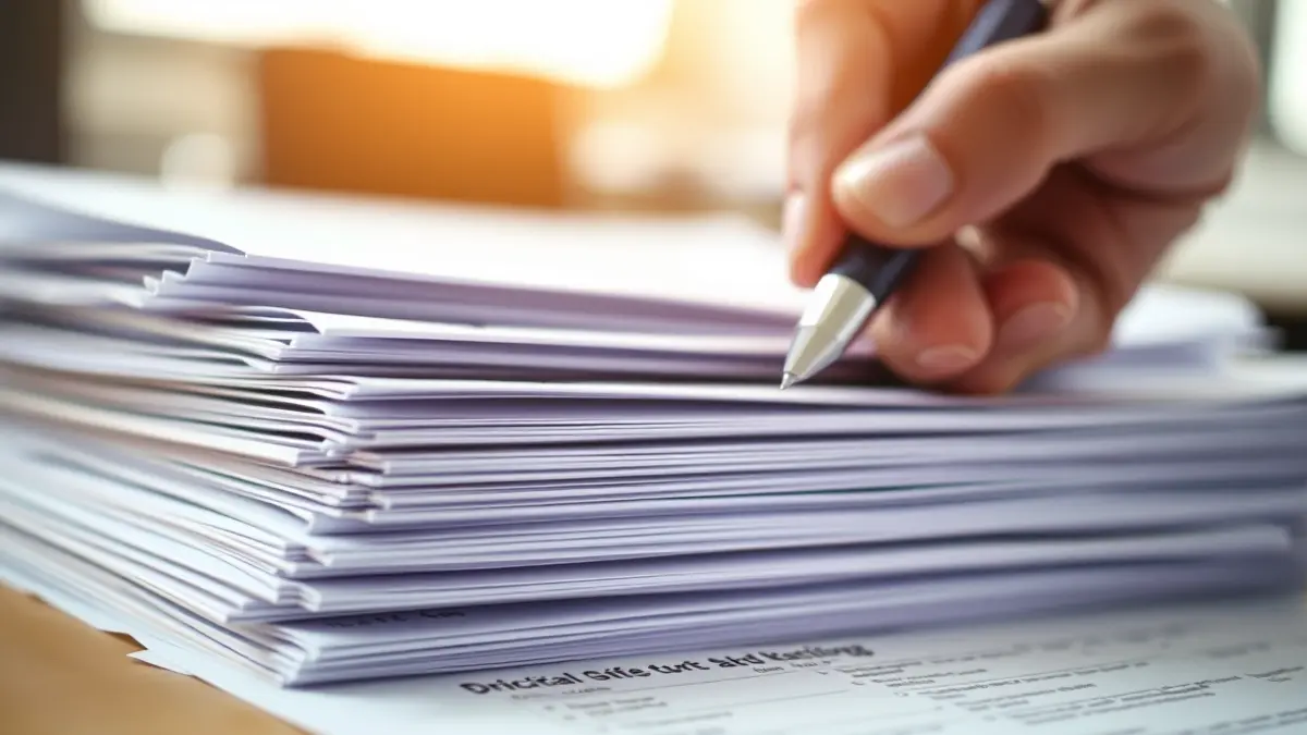 Imagen genérica de documentos y trámites burocráticos.