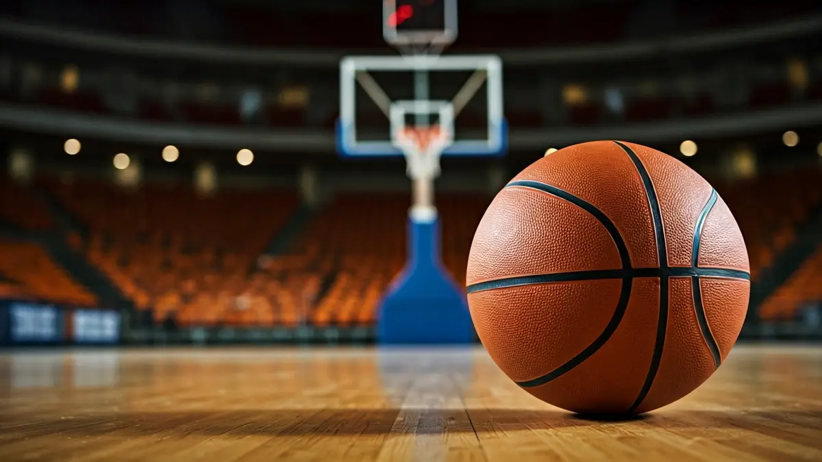 Generic image of a basketball on a court.