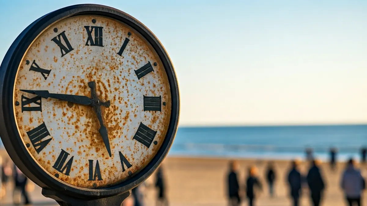 Imagen de un reloj-termómetro deteriorado en la playa de Las Canteras.