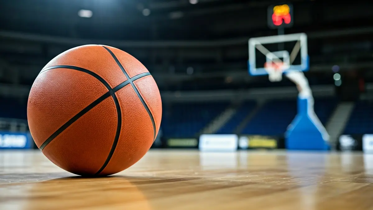 Generic image of a basketball on a court.