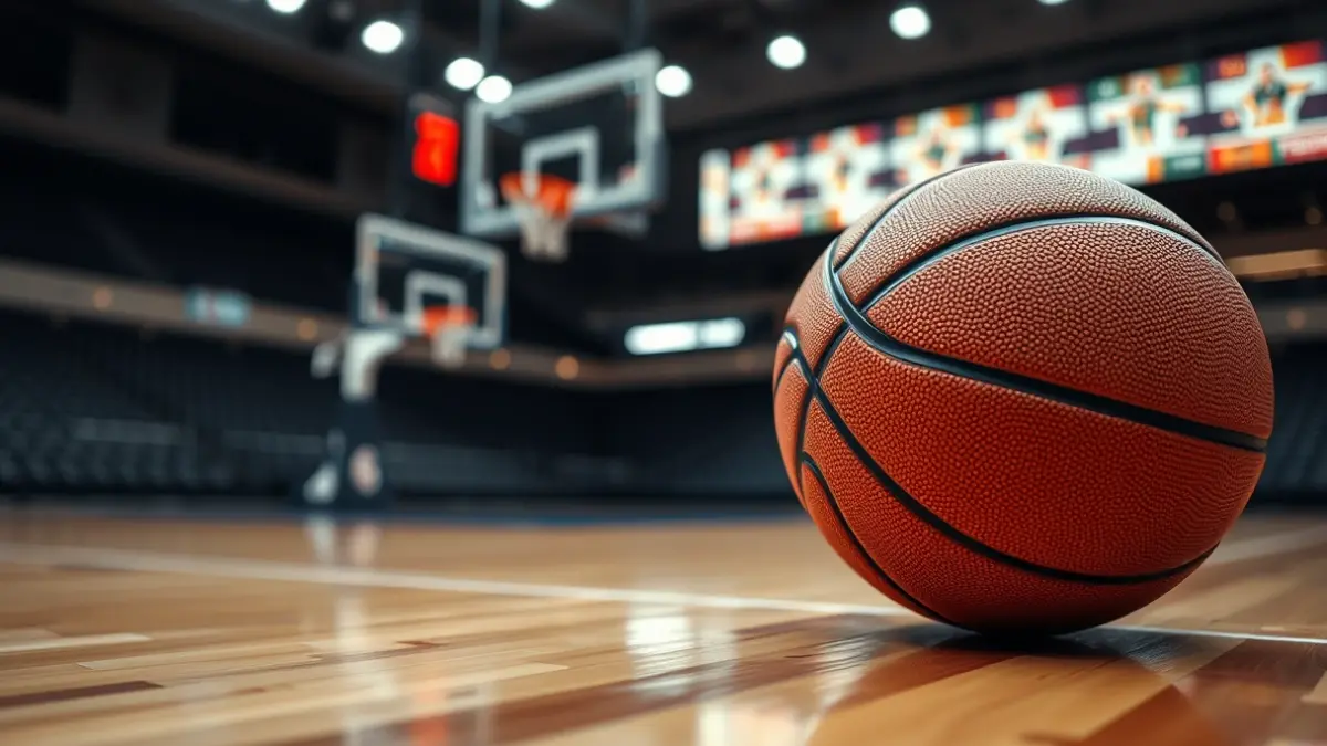 Imagen genérica de un balón de baloncesto en una cancha.