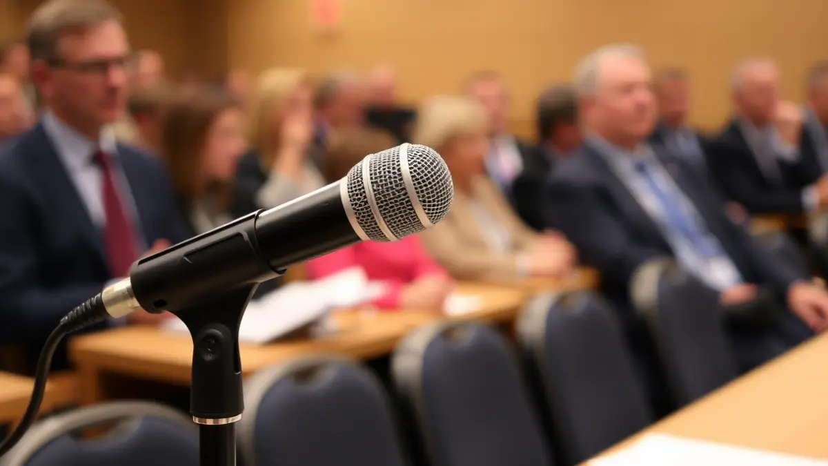 Imagen genérica de un micrófono en un podio, simbolizando un foro o debate.