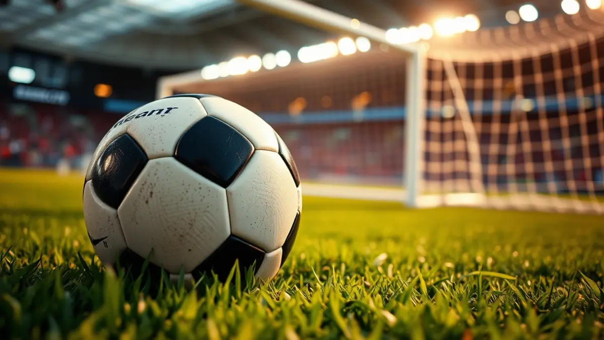 Imagen genérica de un balón de fútbol en el césped de un estadio.