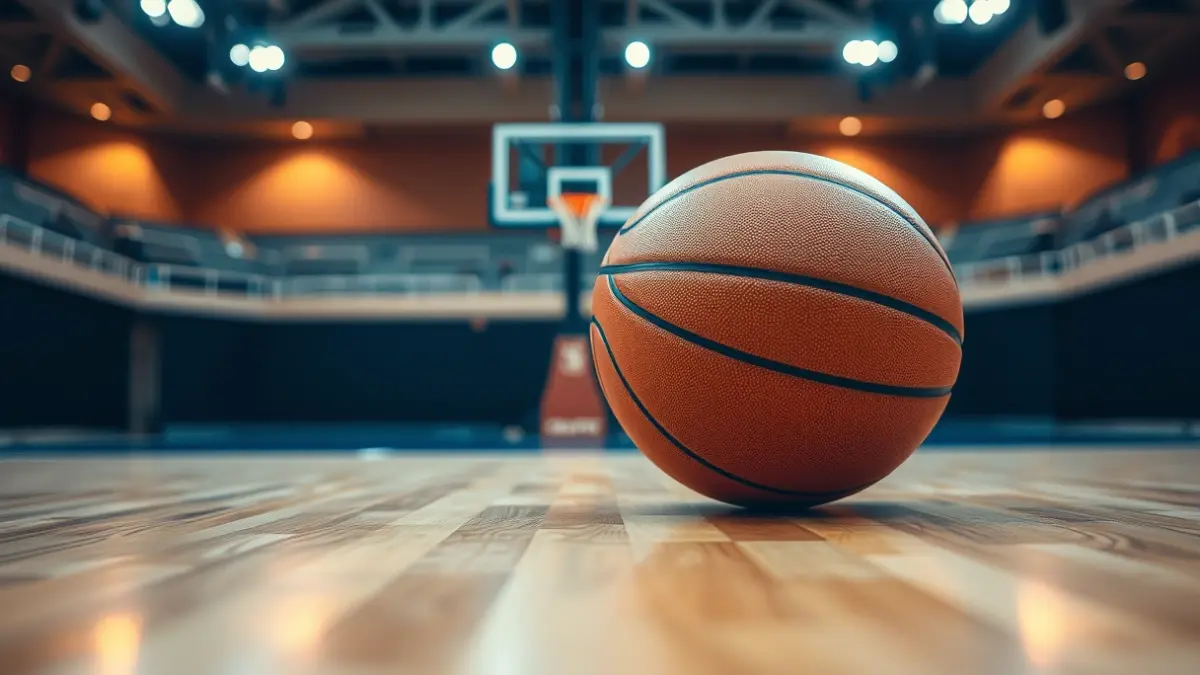 Generic image of a basketball on a court.