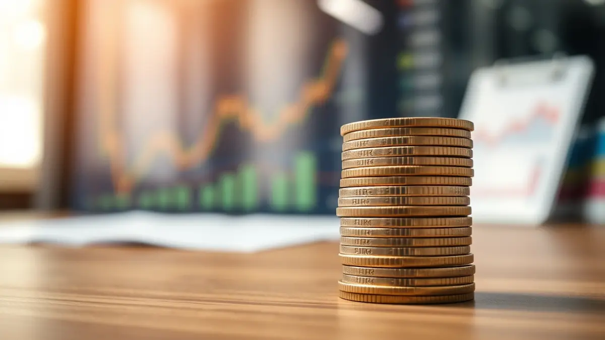 Generic image of euro coins stacked on a table, symbolizing the European economy.