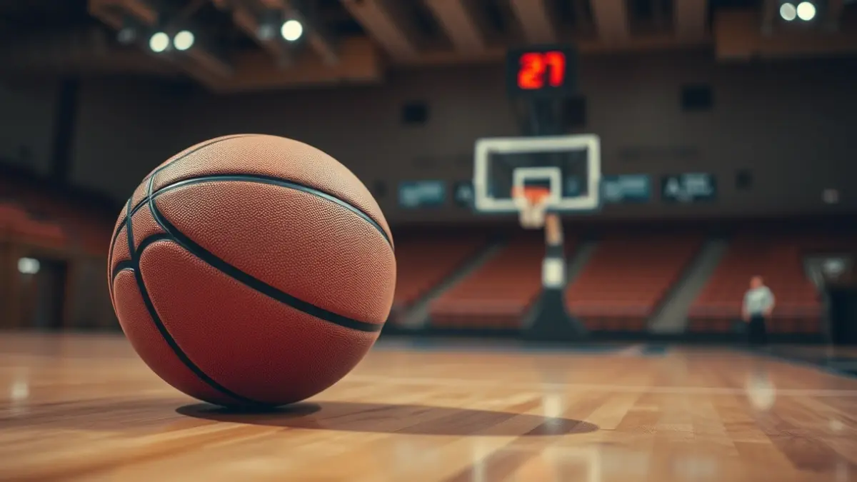 Imagen genérica de un balón de baloncesto en una cancha.