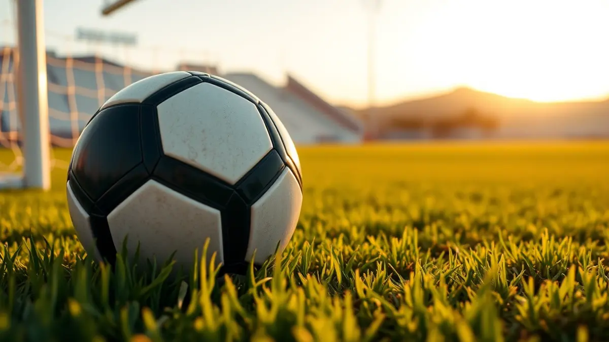 Generic image of a soccer ball on a stadium pitch.