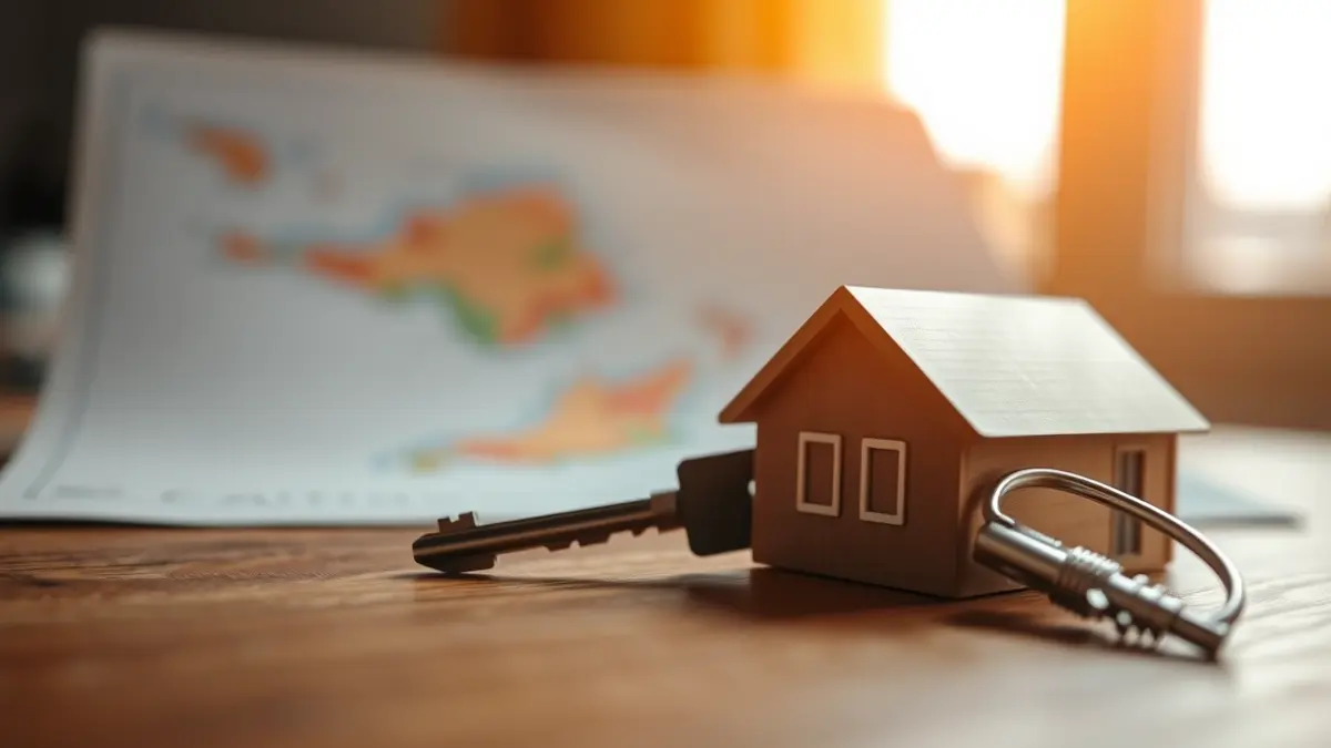 Imagen genérica de una llave de casa sobre un mapa de Canarias, simbolizando el intercambio de viviendas.