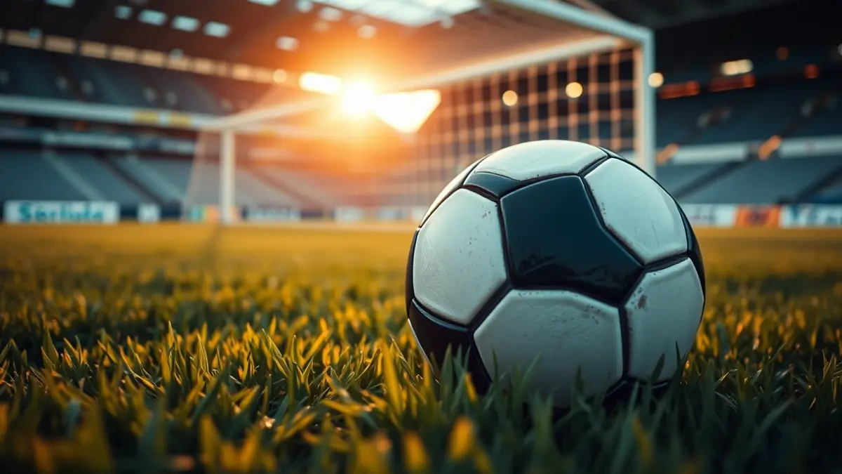 Generic image of a soccer ball on a stadium pitch.