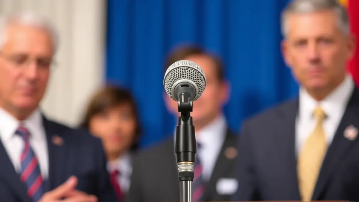 Imagen genérica de un micrófono en un podio, simbolizando un discurso o declaración pública.