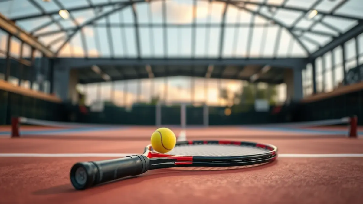 Imagen genérica de una pala y una pelota de pádel en una cancha.