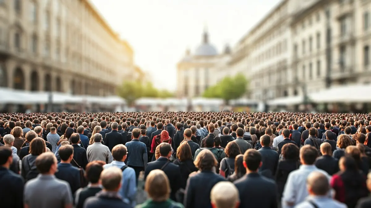 Imagen de una multitud de personas en un evento al aire libre.