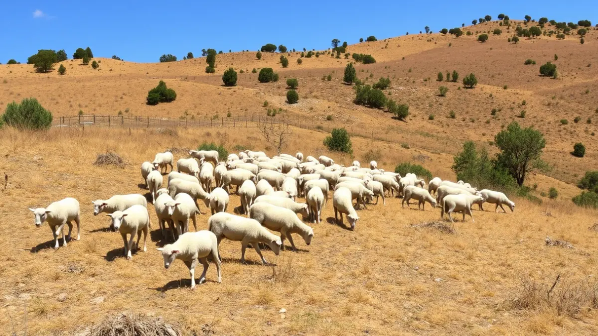 Imagen genérica de ovejas pastando en una ladera para reducir la biomasa.