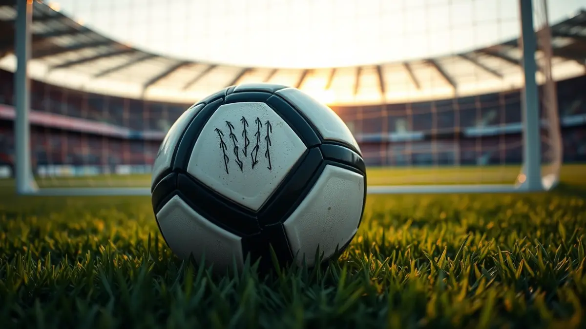 Imagen genérica de un balón de fútbol en un campo, con la portería al fondo.