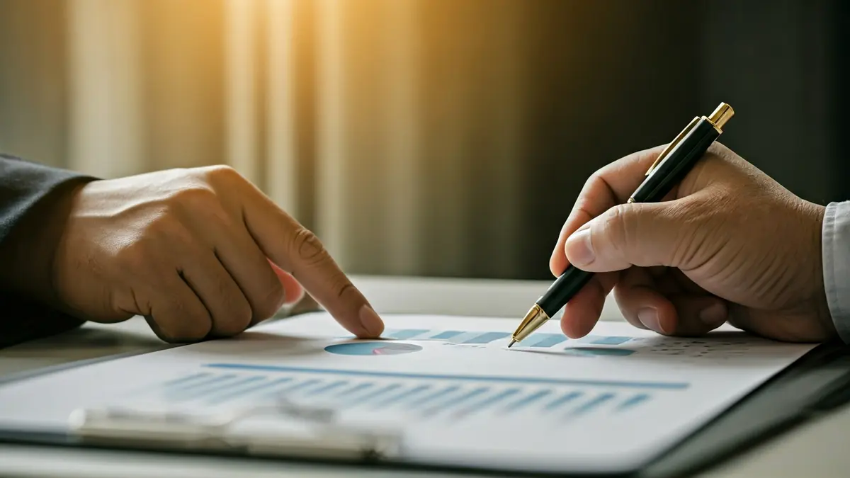 Generic image of hands reviewing a financial report, symbolizing budget management issues.