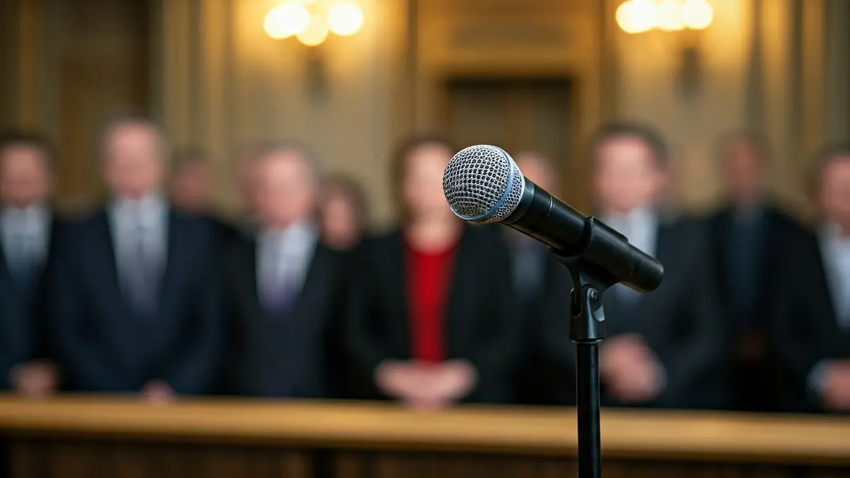 Imagen genérica de un micrófono en un podio, simbolizando un anuncio político.