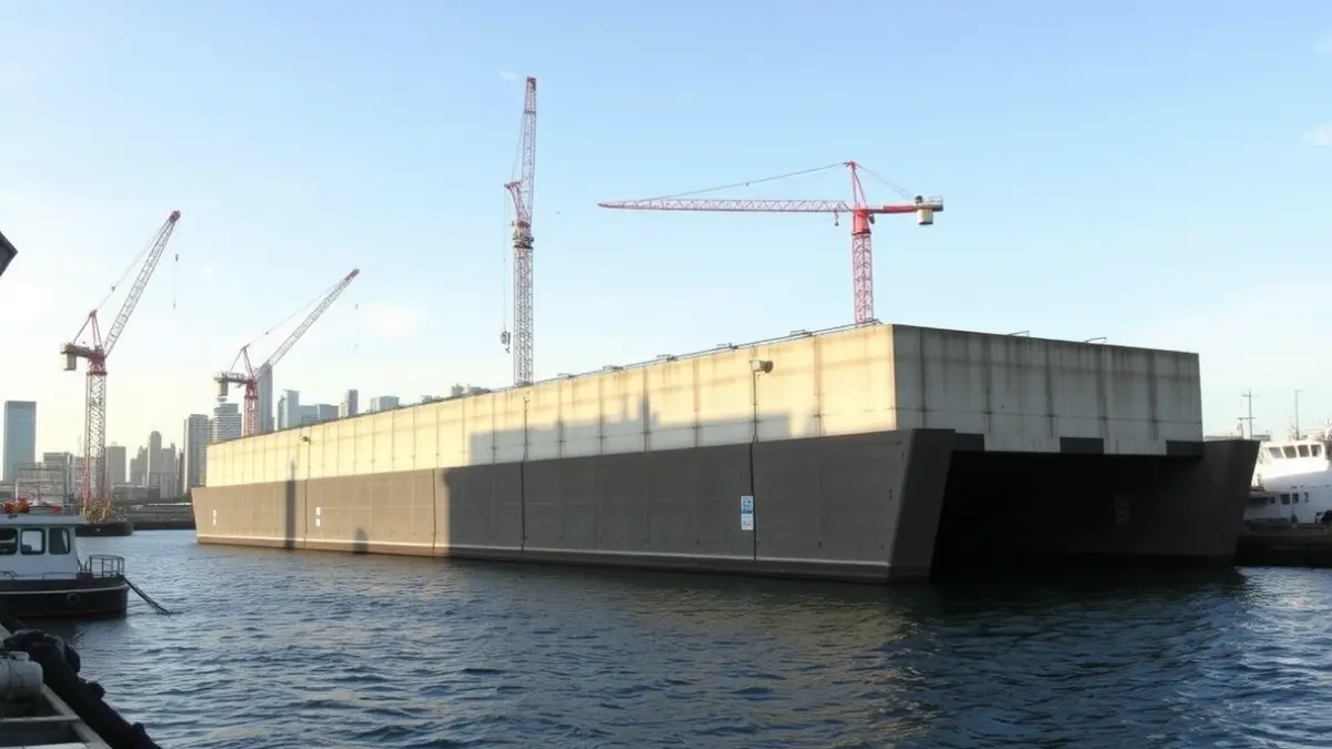Image of a floating caisson in the port of Las Palmas de Gran Canaria.