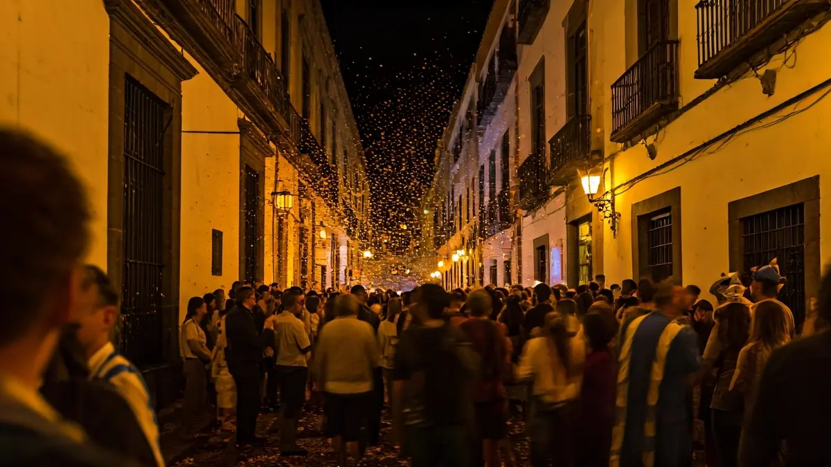 Generic image of a carnival with a blurred crowd and confetti.
