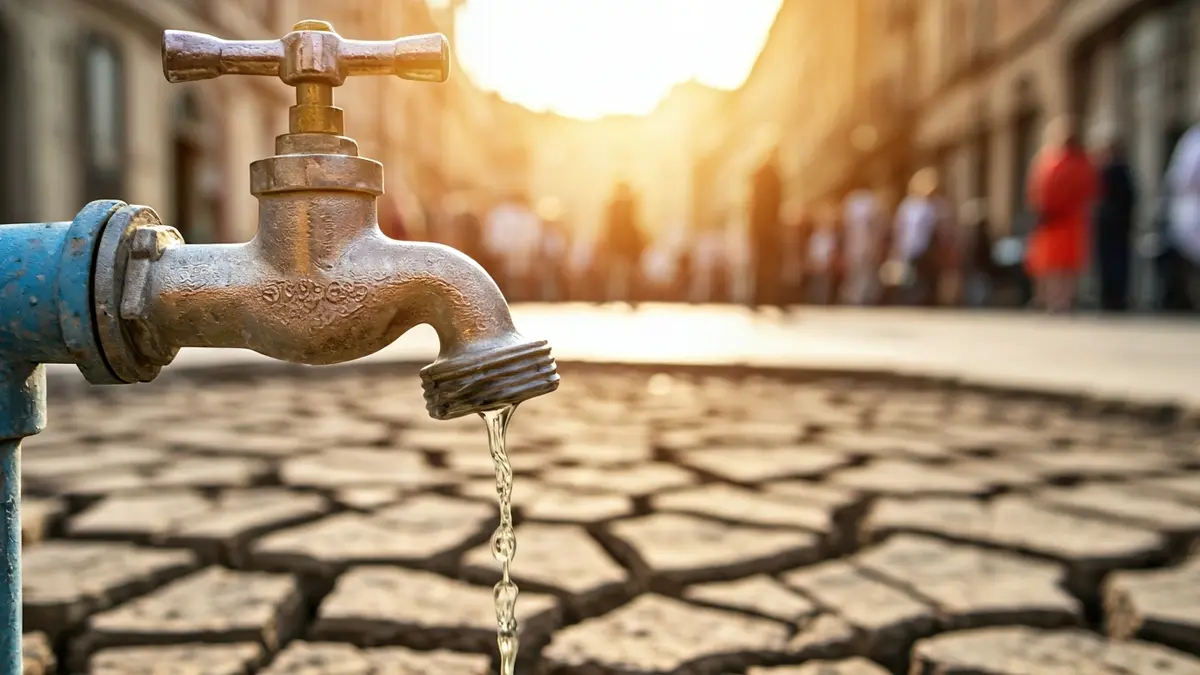 Imagen genérica de un grifo con poca agua, simbolizando la escasez hídrica.
