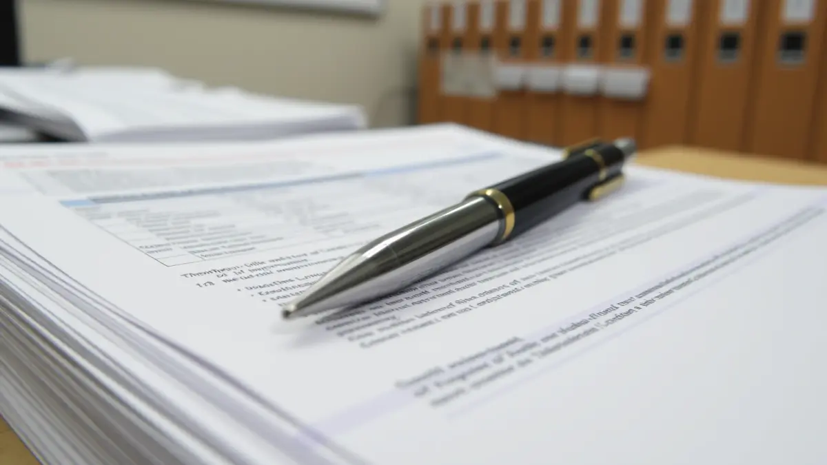 Imagen genérica de una pila de documentos oficiales, simbolizando la acumulación de expedientes.