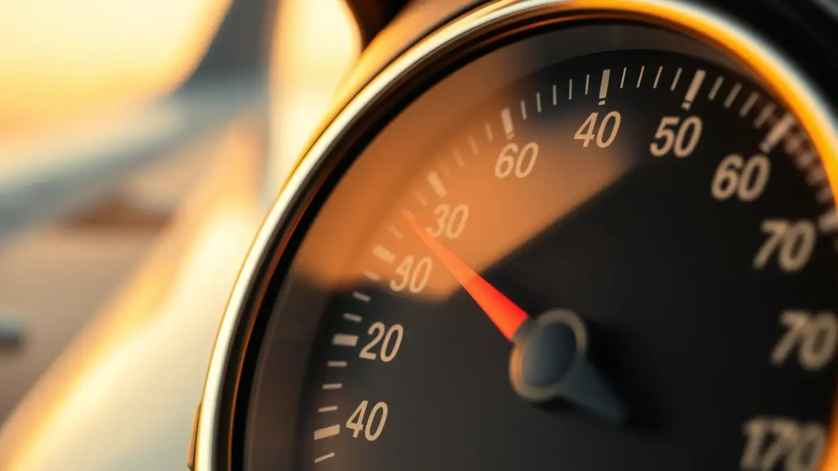 Imagen genérica de un indicador de combustible alto con un ala de avión borrosa al fondo, simbolizando el aumento de los costes de los vuelos.