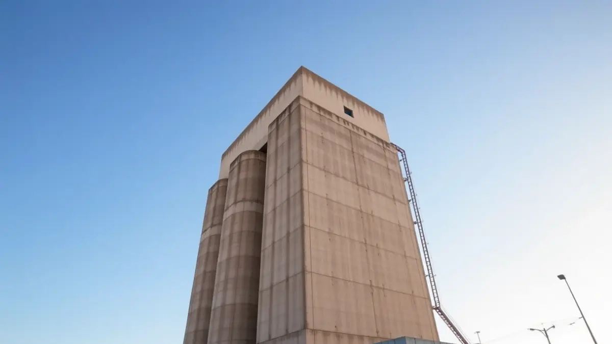 Image of the port silo in Santa Cruz de Tenerife, a concrete industrial structure.