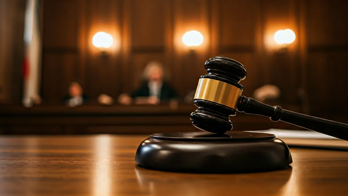 Imagen genérica de un mazo de juez sobre una mesa en un juzgado, simbolizando una sentencia judicial.