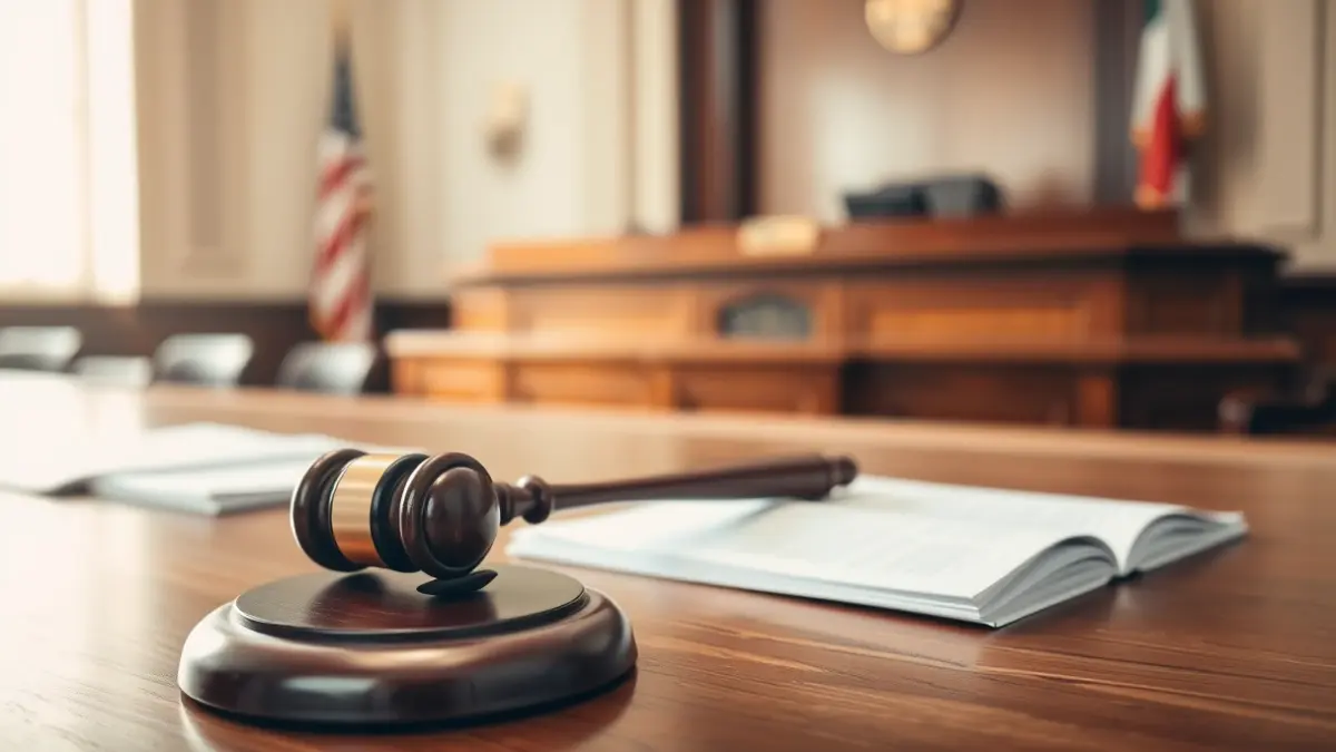 Imagen genérica de un mazo de juez sobre una mesa de madera en un juzgado.