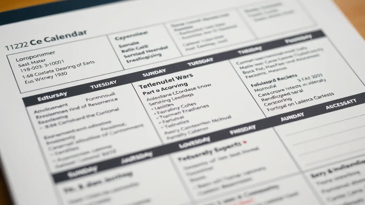 Generic image of a family calendar with appointments and tasks