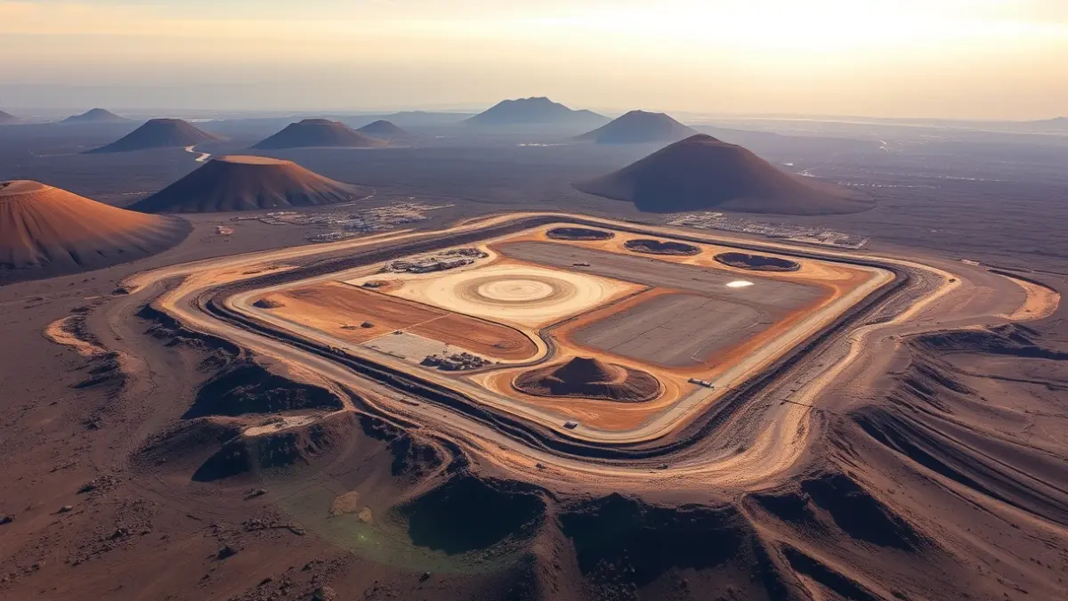 Aerial image of land in Tenerife with earthworks for a construction project.