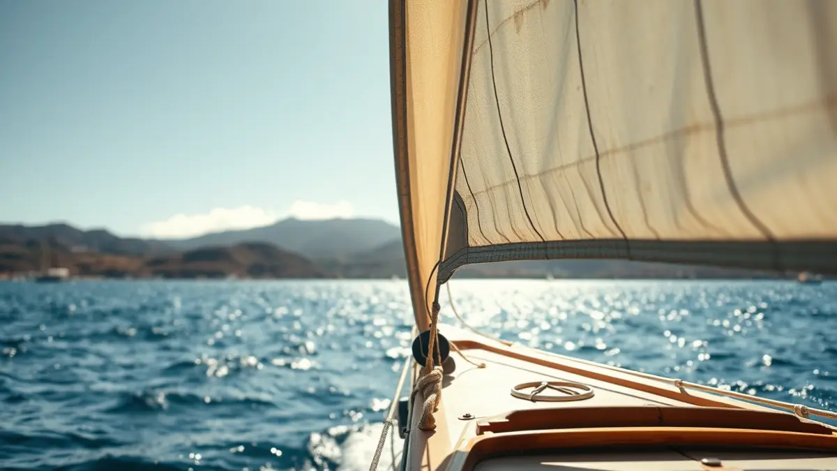 Embarcación de Vela Latina Canaria navegando en aguas de Gran Canaria.