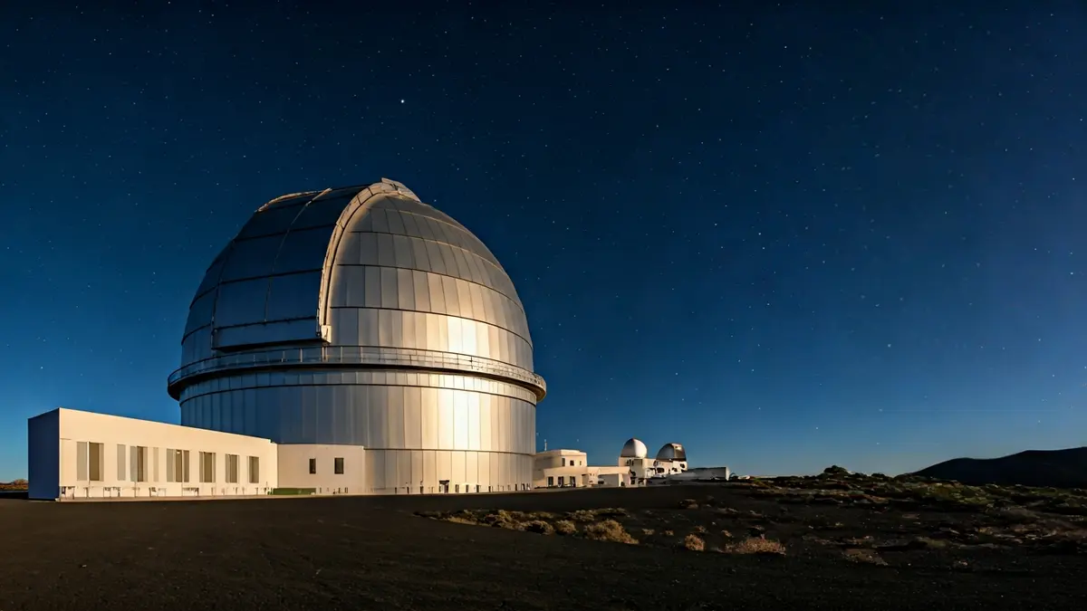 Image of an astronomical telescope in an observatory.