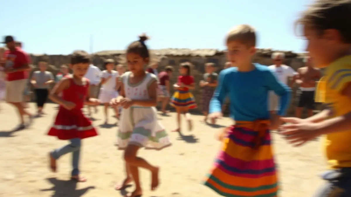 Niños participando en juegos tradicionales canarios en Fuerteventura.