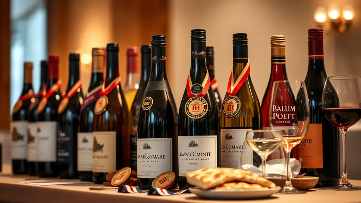 Imagen genérica de vinos y productos agroalimentarios con medallas.